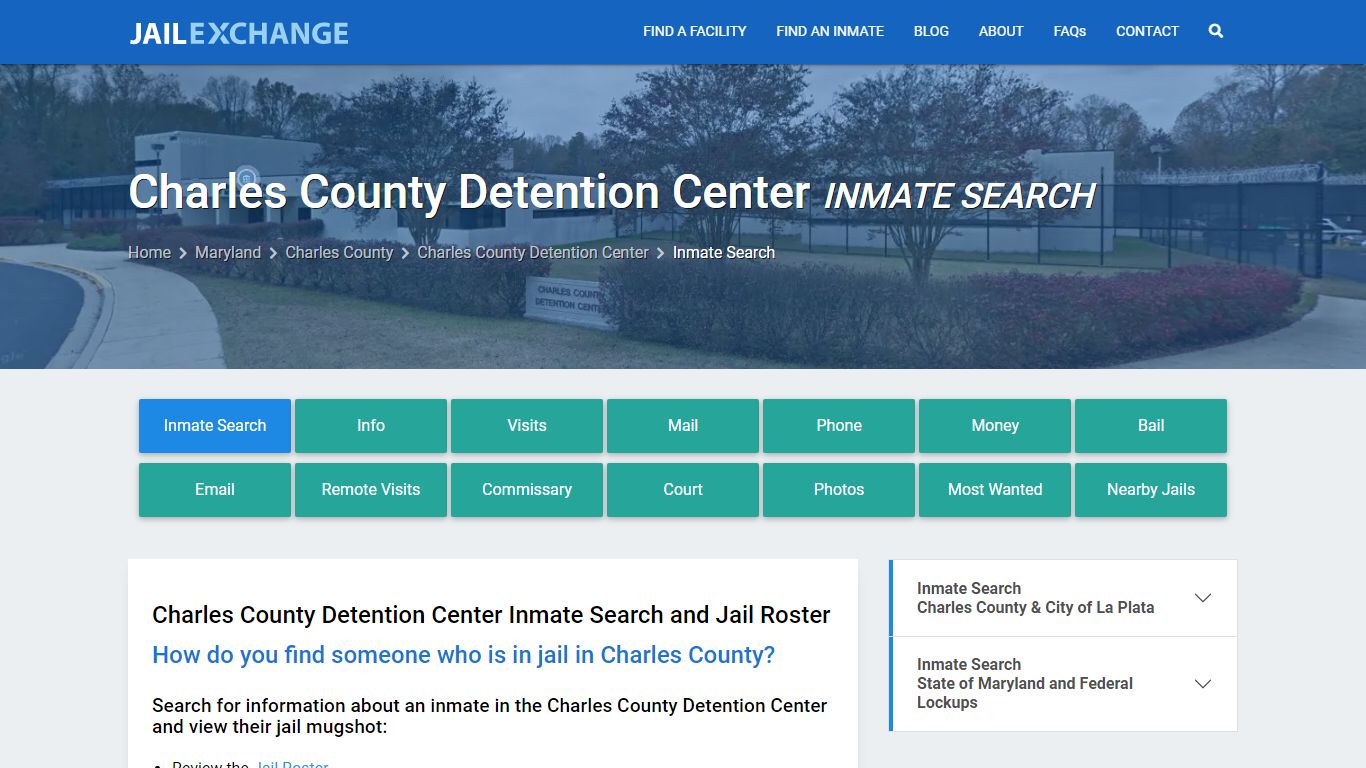 Charles County Detention Center Inmate Search - Jail Exchange